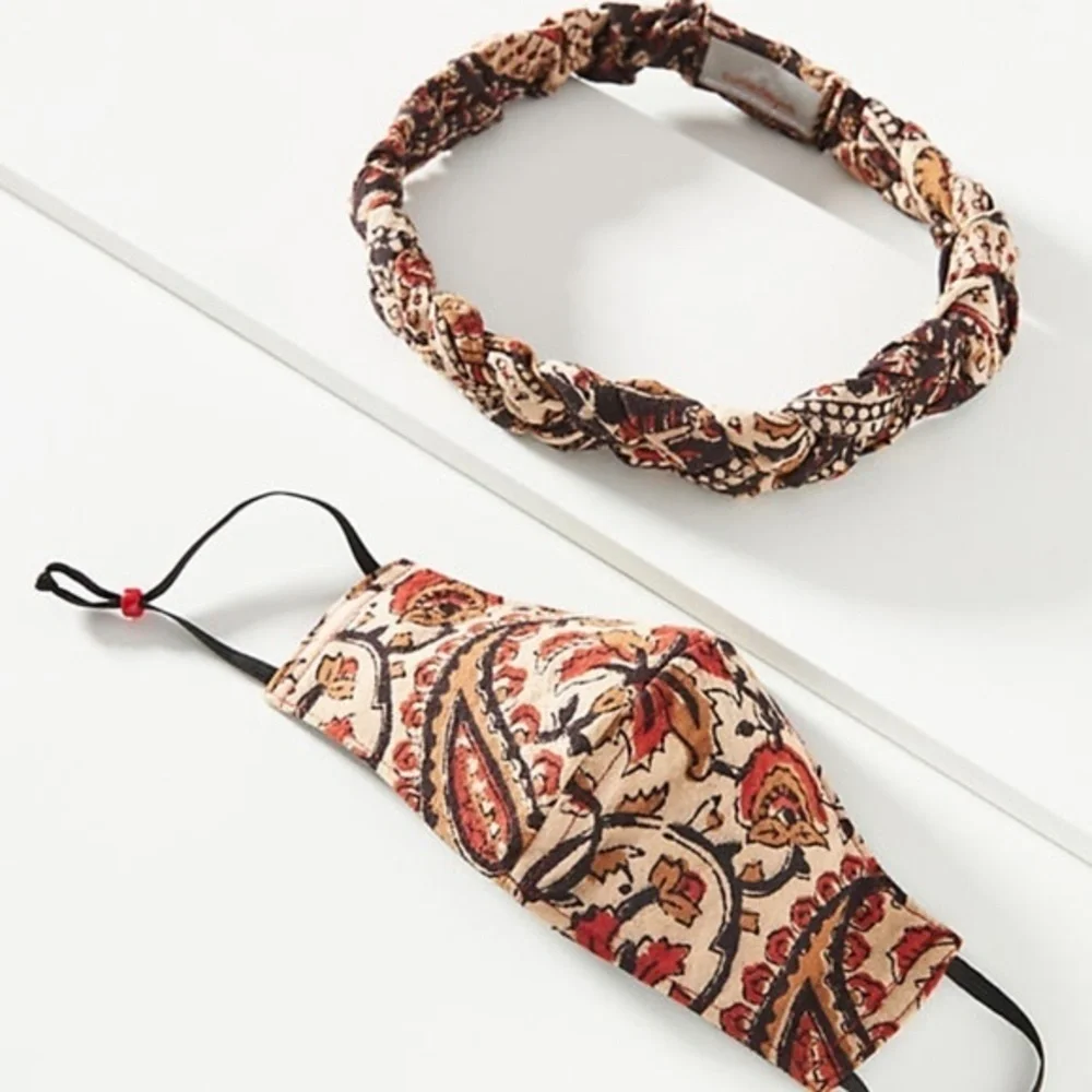 Anthropologie Curried Myrrh Naomie Headband Mask